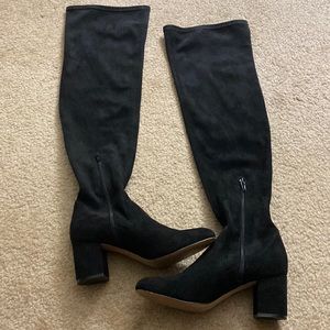 Wedge knee boots